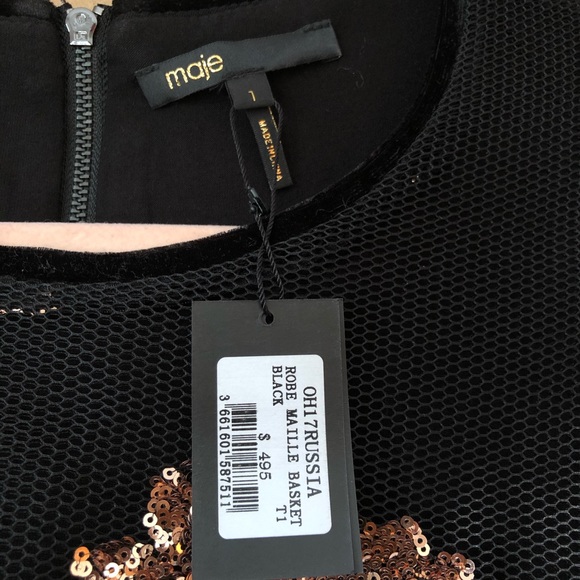 Maje Black and Gold Midi Dress - Picture 4 of 5